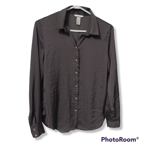 H&M button down satin blouse top shirt - Picture 2 of 5